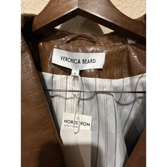 Veronica Beard Lawrence Croc Embossed Faux Leather Dickey Jacket New with Tags - Picture 8 of 8